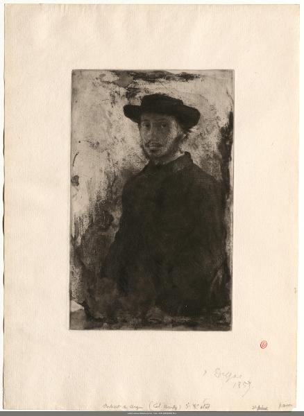 Portrait de Degas, 1857. Eau-forte et pointe sèche [Bibliothèque de l'INHA, collections Jacques Doucet : EM DEGAS 18b]