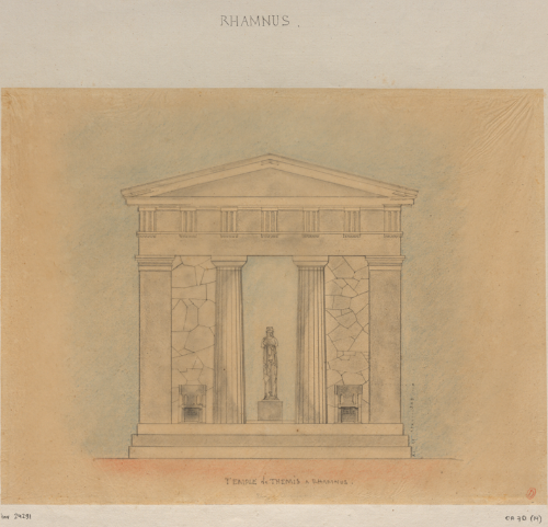 Augustin Quantinet, "Temple de Thémis à Rhamnus", dessin, bibliothèque de l'Inha, OA 781 (14). Cliché INHA
