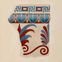 Anonyme, Agrigente, fragment de frise décorative, dessin aquarellé, bibliothèque de l'Inha, OA 146. Cliché INHA