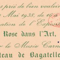 Musée Carnavalet, invitation au vernissage de La Rose dans l'art, 20 mai 1938, détail, don de la BCMN en 2006. INHA, CVM1 Paris, musée Carnavalet. Cliché INHA