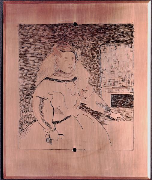 Édouard Manet, L’Infante Marguerite, cuivre gravé à l’eau-forte, 23,2 x 19,2 cm, 1861, don d’Alfred Strölin à Jacques Doucet, novembre 1913. Paris, bibliothèque de l’INHA, EM MANET 22. Cliché INHA