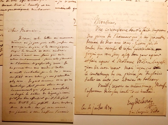 Deux lettres d'Eugène Delacroix à Daniel Wilson, 1839. Paris, bibliothèque de l’INHA, Autographes 213,34. Cliché INHA.
