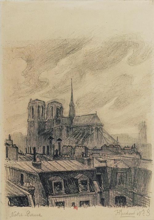 Jean-Hippolyte Marchand, [Notre-Dame], lithographie, bibliothèque de l'INHA, EM MARCHAND 4. Cliché INHA