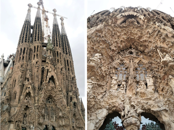 Sagrada Familia, Extérieur (Barcelone), façade de la Nativité et détail, août 2016. Cliché M. Taisne.