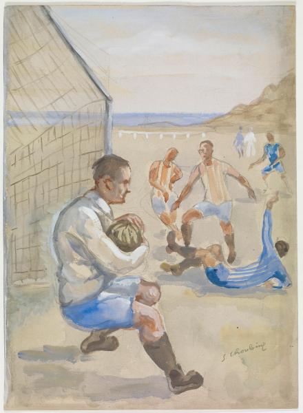 Serge Choubine, [Scène de football], crayon, aquarelle et gouache, [1920-1930]. Paris, bibliothèque de l'INHA, OE 11(3). Cliché INHA