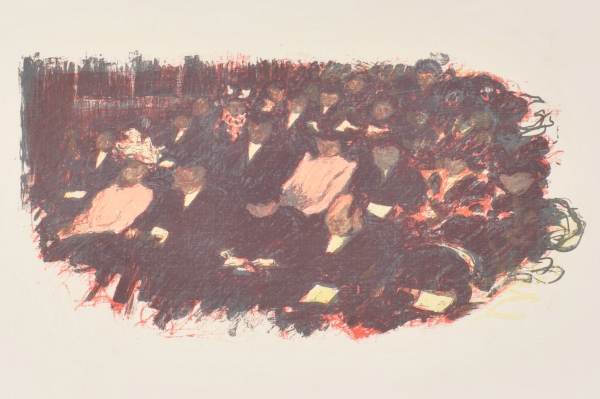 Pierre Bonnard, [Quelques aspects de la vie de Paris : Au théâtre], 1899, Lithographie, Bibliothèque de l'INHA, collections Jacques Doucet, EM BONNARD 11. Cliché INHA