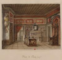 Albert Lenoir, [Projet d'aménagement de la chambre des abbés de Cluny], [1843-1879], aquarelle et crayon, bibliothèque de l'INHA, OA 716 (2, 75). Cliché INHA