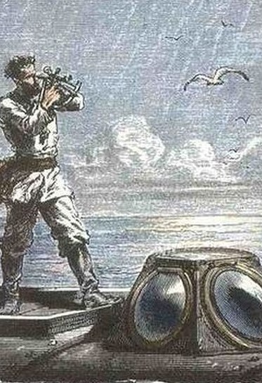 George Roux, le Capitaine Nemo sur le toit du Nautilus, 1869. Source Wikimédia Commons