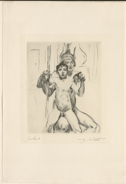 Kriegerlehre (Apprentissage du guerrier), pointe sèche, 23,8 x 19 cm (sujet), 1914. Paris, bibliothèque de l’INHA, EM CORINTH 4. Cliché INHA. 