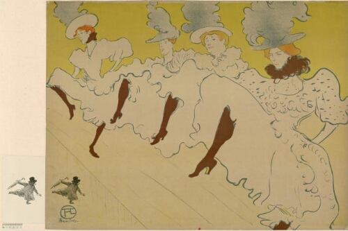 Toulouse-Lautrec, La Troupe de Mademoiselle Eglantine, lithographie, bibliothèque de l'INHA, EM TOULOUSE-LAUTREC 225 GDF. Cliché INHA