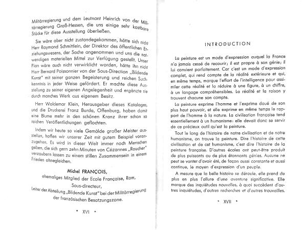 Extrait du catalogue de l'exposition "La peinture française moderne" présentée au Kurhaus de Baden-Baden du 15 septembre au 8 octobre 1946. Paris, bibliothèque de l'INHA, 16 P 1946 0027. Cliché C. H.