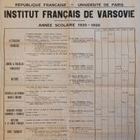 Affiche de cours de l’Institut Français de Varsovie, 1935-1936. Paris, bibliothèque de l’INHA, collections Jacques Doucet, Archives 43/19/1. Cliché INHA.