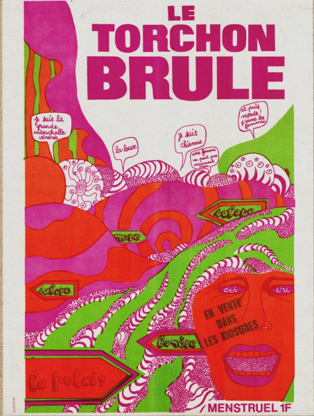 Marine Scarnati, couverture de la revue Le Torchon brûle, n° 1, 1971, p. 1, en ligne.