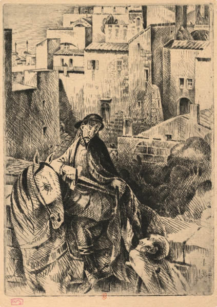 Adolphe Beaufrère, Saint Martin et le pauvre, pointe sèche, 1927, bibliothèque de l’INHA, EM Beaufrère 229. Cliché INHA