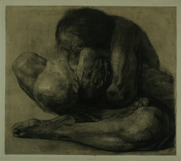 Frau mit totem Kind (femme à l’enfant mort), eau-forte, 1903. Bibliothèque de l’INHA, EM KOLLWITZ 18
