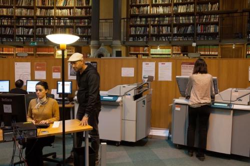 Photographie des photocopieurs de l'espace photocopies et reprographie de la bibliothèque de l'INHA (salle Ovale)