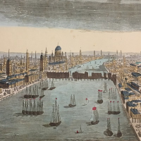 "Vue générale de Londres" (détail), eau-forte, Paris, Basset, [vers 1840-1852], bibliothèque de l'INHA, VO GB L3. Cliché INHA