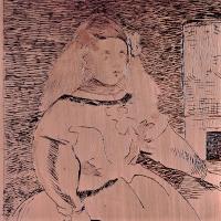 Extrait de Édouard Manet, L’Infante Marguerite, cuivre gravé à l’eau-forte, 23,2 × 19,2 cm, 1861, bibliothèque de l’INHA, EM MANET 22. Cliché INHA