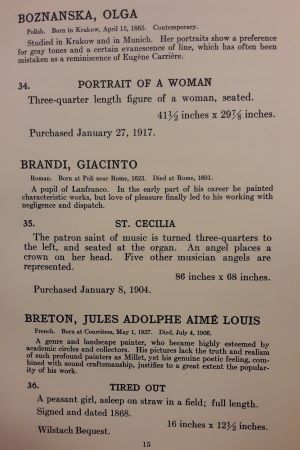 Page 15 du même catalogue, provenant des collections de la BCMN, où Jules Breton est mentionné. Cliché INHA