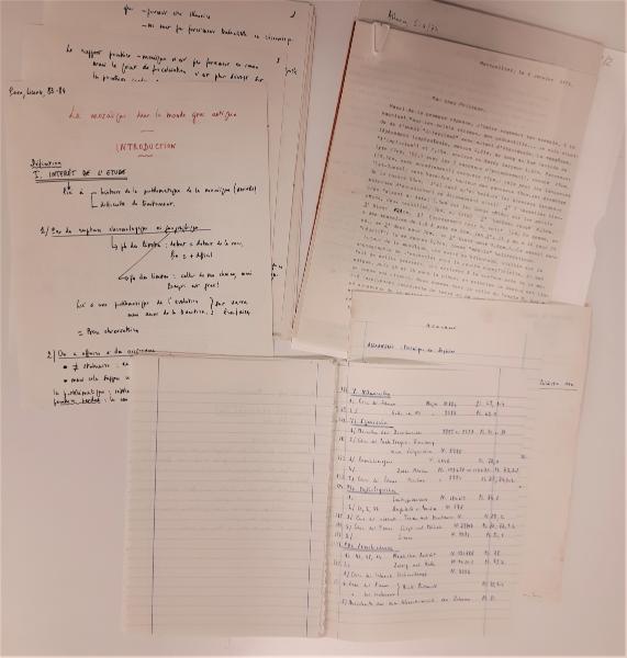 Philippe Bruneau, dossier « La mosaïque antique : cours utilisés dans le livre PUPS ». Paris, bibliothèque de l'INHA, Archives 167/26/1/2.