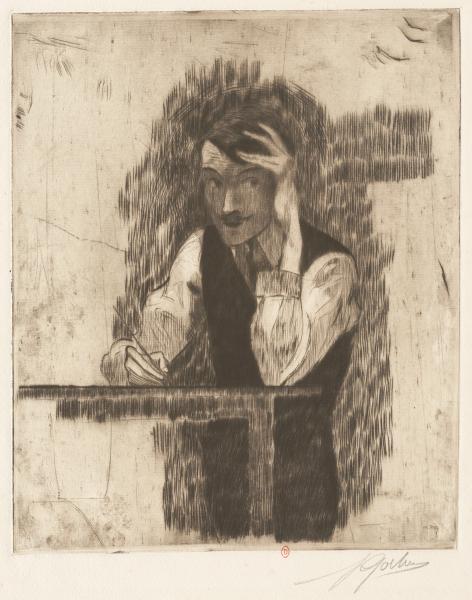 Pierre Gatier, Autoportrait, 1902, pointe-sèche, bibliothèque de l’INHA, EM GATIER 2. Cliché INHA