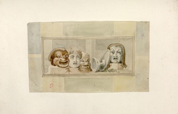 Masques théâtraux, Ms 180 (1) f. 57. Bibliothèque de l'INHA, collections Jacques Doucet. Cliché INHA