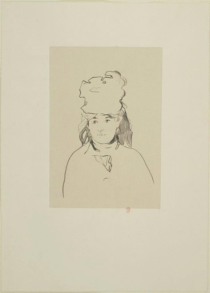 Édouard Manet (1832-1883), Berthe Morisot, lithographie, 1872 (Guérin, n° 78). Paris, Bibliothèque de l’Institut national d’histoire de l’art, collections Jacques Doucet, EM MANET 19a. Cliché INHA