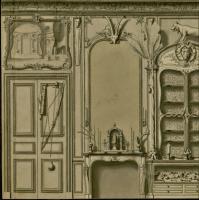 Jean-Baptiste Courtonne, Cabinet de Bonnier de la Mosson : 2e cabinet d'histoire naturelle des animaux desséchés (détail), plume et lavis, 1739-1740. Paris, bibliothèque de l'INHA, OA 720. Cliché INHA