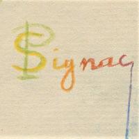 Signature de Signac au crayon de couleur. BCMN Ms 408. Cliché INHA