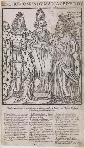 Placard illustrant le mariage du roi Louis XIV et Marie-Thérèse d'Autriche à Saint-Jean de Luz