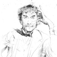 Portrait lithographié de Whistler par Helleu. Paris, bibliothèque INHA, Autographes 28 bis. Cliché INHA.