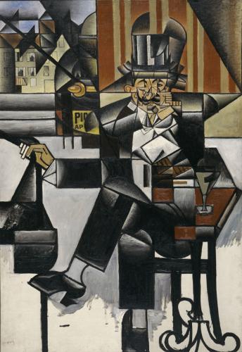 Juan Gris, L'Homme au café, 1912, huile sur toile, 129 x 88 cm, Philadelphia Museum, The Louise and Walter Arensberg Collection, 1950 