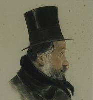 Manzi, Portrait de Degas, roulette et aquatinte en couleurs, 1886, bibliothèque de l'INHA, EM MANZI 1. Cliché INHA