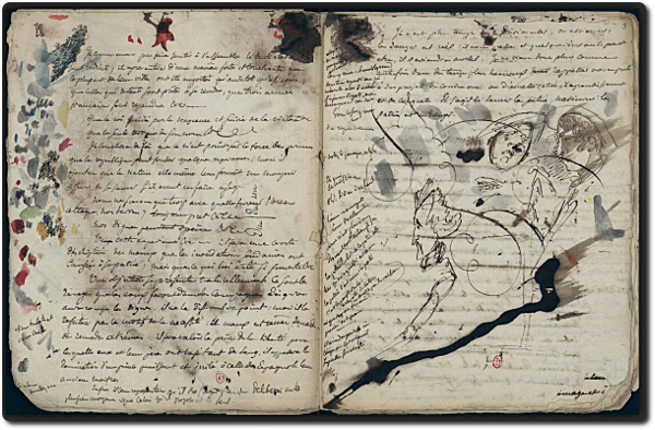 Eugène Delacroix, Cahiers de classe (1811-1815) : 8ème cahier, 1815, Papier, bibliothèque de l'INHA, collections Jacques Doucet, MS 246 (8). Cliché INHA