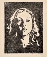 Alice Bailly, Tête de jeune femme (face), gravure sur bois, 1906, bibliothèque de l'INHA, collections Jacques-Doucet, VI K 11 (16). Cliché INHA