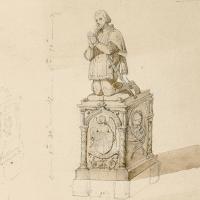 Jean-Baptiste Plantar, Priant de Philippe de Villiers de L’Isle-Adam, crayon et aquarelle sur papier, [1832-1848], INHA, Ms 675, f. 18. Cliché INHA