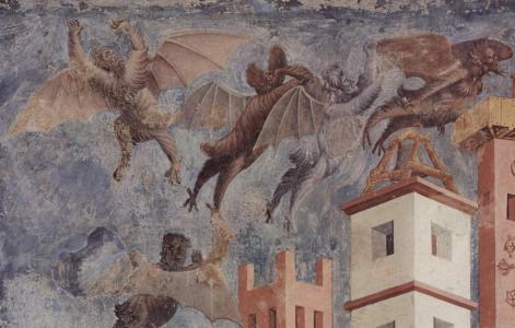 Giotto, L’exorcisme des démons à Arezzo (détail), fresque, basilique supérieure Saint-François, Assise, 1296-1298. The Yorck Project.