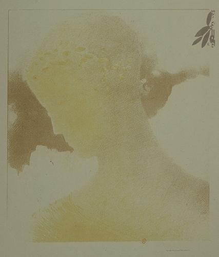 Odilon Redon, « Béatrice », lithographie en couleur, 33,2 x 29 cm, 1897, épreuve d’artiste, signée. Paris, bibliothèque de l’INHA, EM REDON 28. Cliché INHA