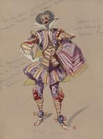 Hippolyte-Omer Ballue, [Costume pour le rôle du Troisième Lord], vers 1860, dessin, bibliothèque de l'INHA, OD 2 (7). Cliché INHA