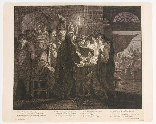 Matthijs Pool, d'après Domenicus Van Wijnen, Cérémonies grotesques dans le Shilderbent à Rome : Intronisation du nouveau peintre