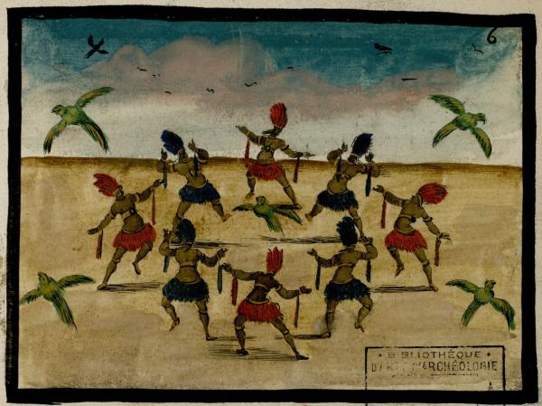 Giovanbattista Balbi, Balletti d'invenzione nella Finta pazza, [Ballet des Indiens et des perroquets] [1645]. Paris, bibliothèque de l'INHA, 12 RES 333. Cliché INHA