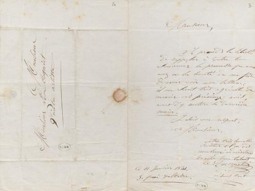 Louis-César Ducornet, Lettre à Léon Cogniet, 11 janvier 1841, INHA, BCMN Ms 731, n° 2. Cliché INHA