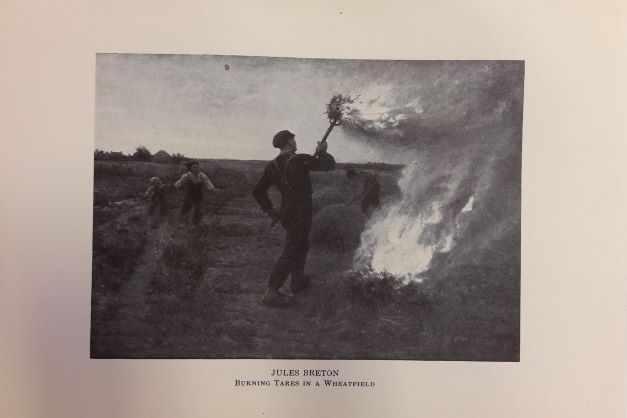 Une planche en N/B du catalogue de la collection W. P. Wilstach, Burning tares in a wheatfield, 1868. Cliché INHA
