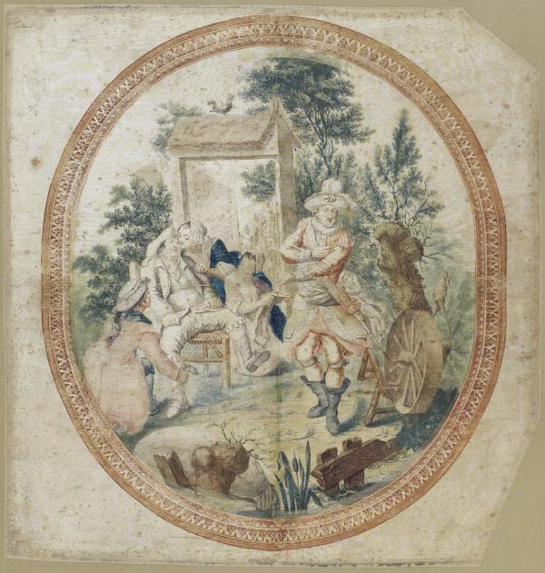 Jean-Baptiste Gautier Dagoty, Henri IV chez le meunier Michau, impression en couleurs sur soie