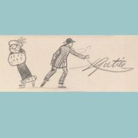 Pierre Gatier, L'hiver, 1910, eau-forte et aquatinte, détail : dessin en remarque et signature, bibliothèque de l’INHA, EM GATIER 37b. Cliché INHA