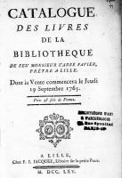 Catalogue des livres de la bibliothèque de feu Monsieur l'abbé Favier, prêtre à Lille, 1765, Bibliothèque de l'INHA (NUM CV00947_17650919). Crédits INHA