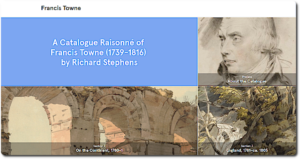 Page d'accueil du Catalogue raisonné of Francis Towne. @Paul Mellon Center.