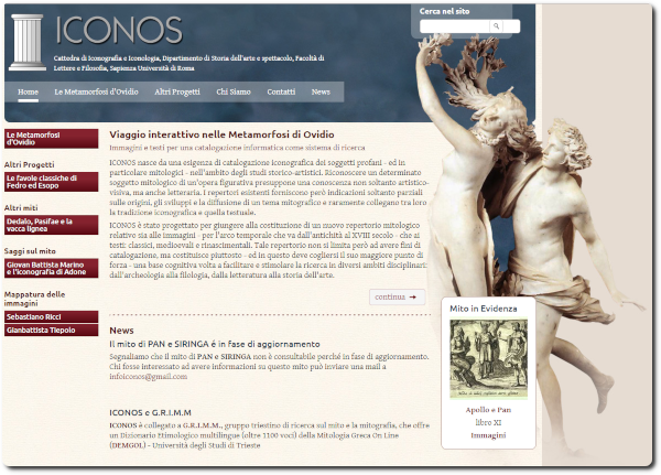Page d'accueil d'ICONOS @université de Trieste