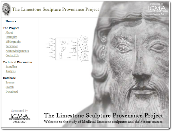 Page d'accueil du « Limestone Sculpture Provenance Project », 2018. @International Center of medieval Art. 