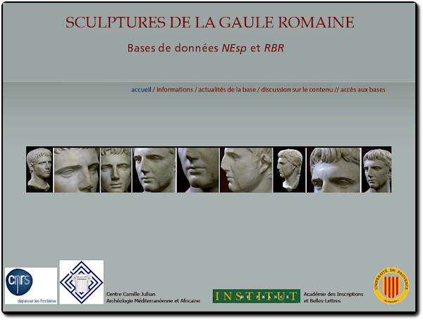 Page d'accueil de la « Sculptures de la Gaule romaine », 2018. @Centre Camille Jullian.